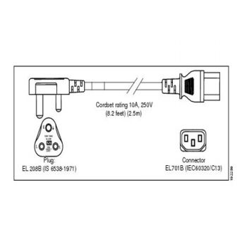 10A Power cable for India (2.5 meter) - CAB-IND-10A